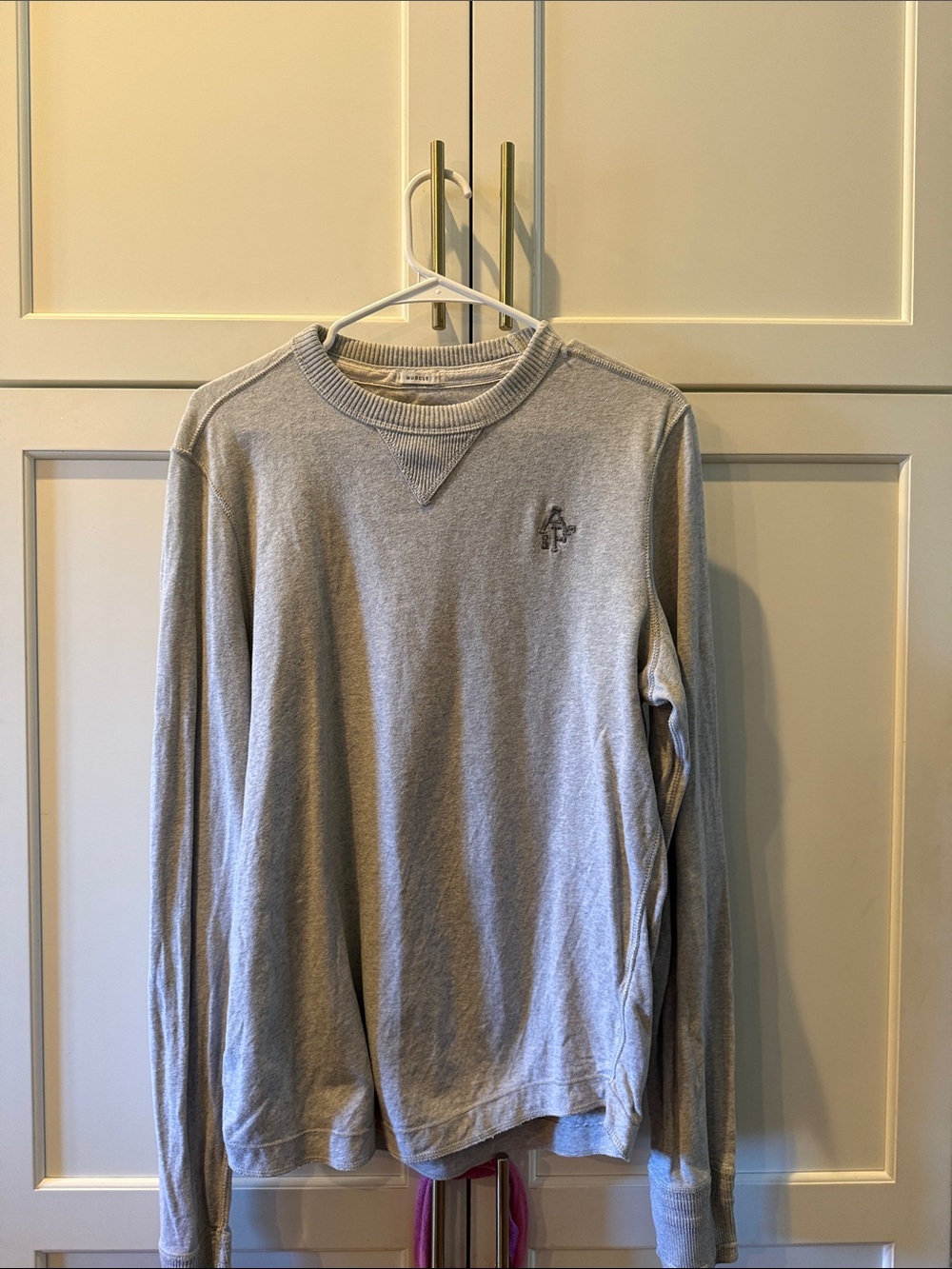 Y2K Abercrombie and Fitxh Light Gray Men's Crewneck Sweatshirt muscle Large